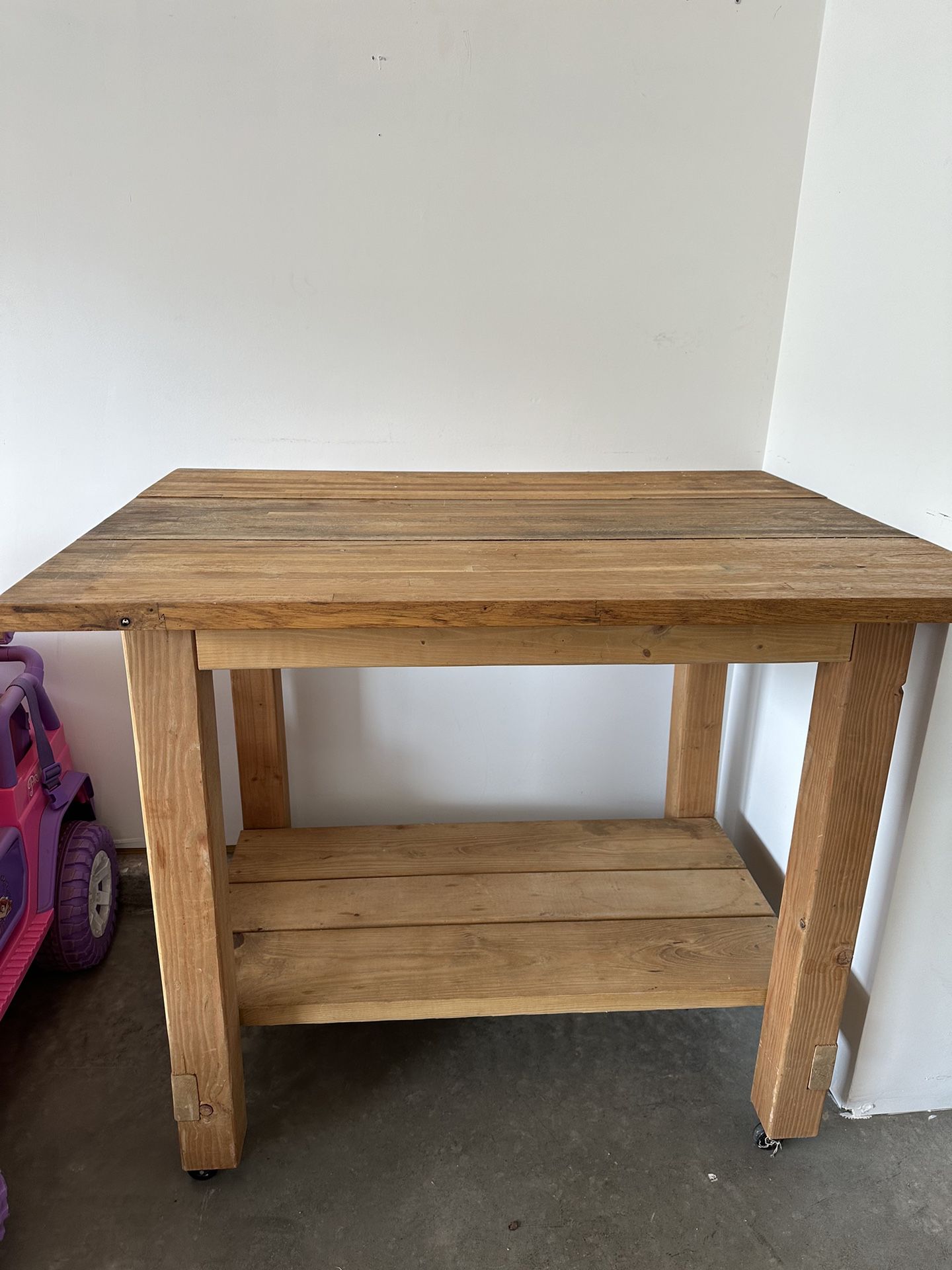 Rolling Wooden Table or Kitchen Island 
