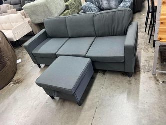 78inch Modern 3-Seat L Shaped Upholstered Sofa with Ottoman With Charging Port of USB-C & USB-A