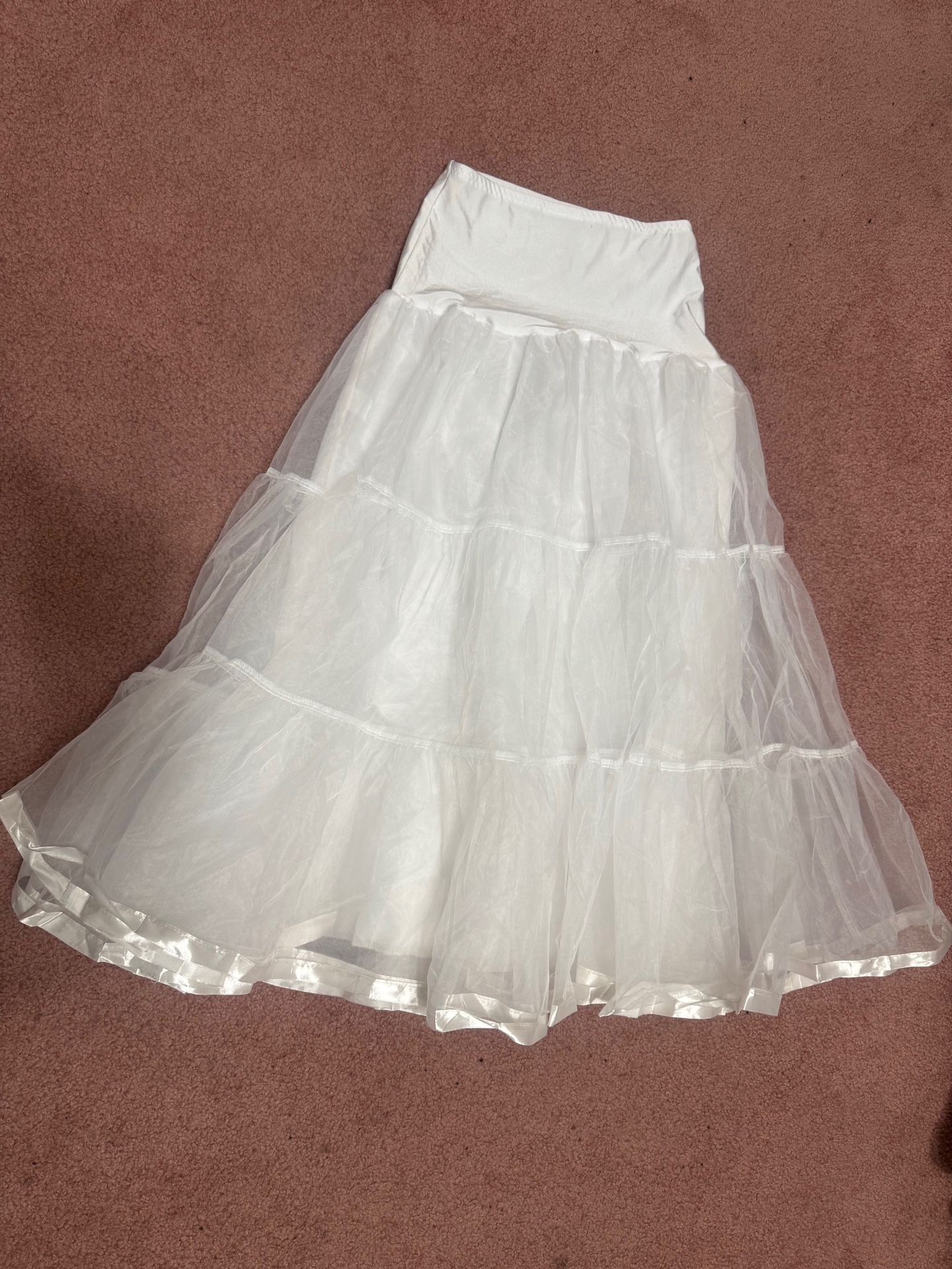 New Medium White Chrinolin tutu dress skirt gown costume stretchy