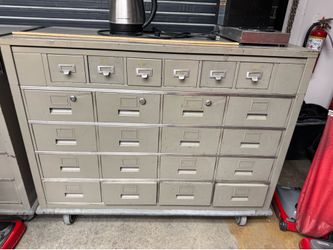 Grey metal workshop drawers
