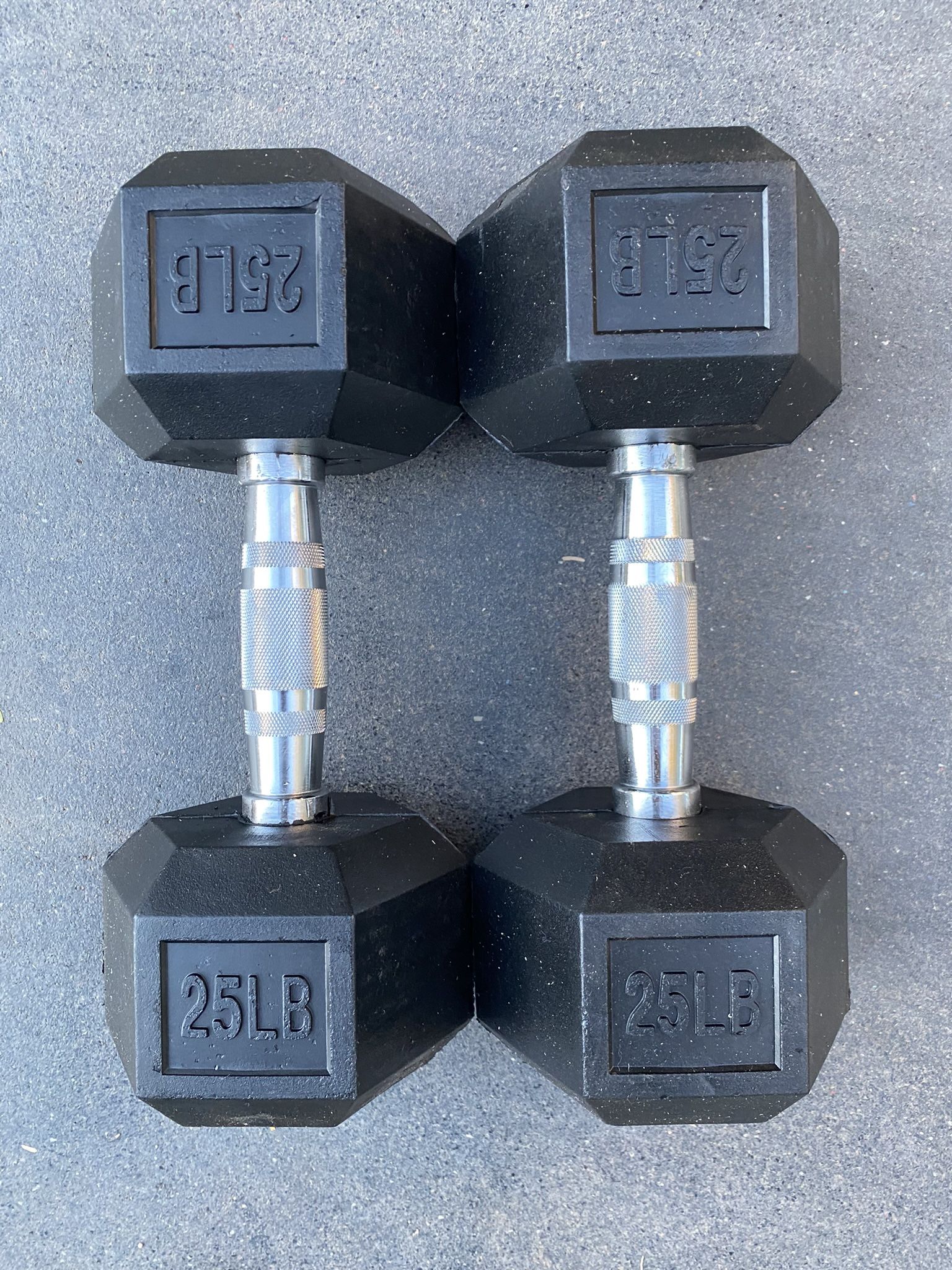25lb Hex Rubber Dumbbell Set Weights