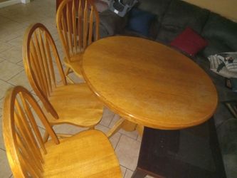 Wooden table and 3 chairs