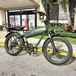 2024 modbikes easy army green electric bike, fat tires 48v fast goes around 30mph long range Low Miles 