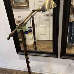 Brushed Brass and Wood Pharmacy Or Task Lamp