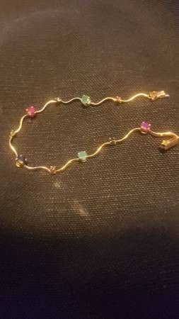 14k Gold Bracelet Rubies, Sapphires&emeralds