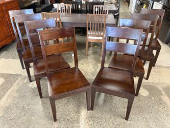 CRATE & BARREL Dark Honeywood Basque Side Chair (Set of 8)