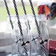 Country Cow Milk Jug Bottle Drinking Glass With Straw Set of 4