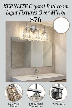 KERNLITE Crystal Bathroom Light Fixtures Over Mirror,
