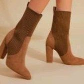 Taupe  Suede Chunky Heel Boots