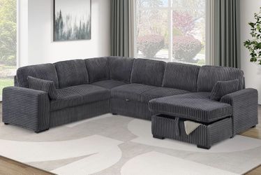 F7131 - 4-Piece Convertible Sectional Set - Black Color