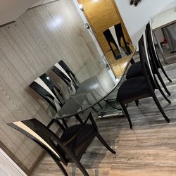 Glass dining set with 6 chairs