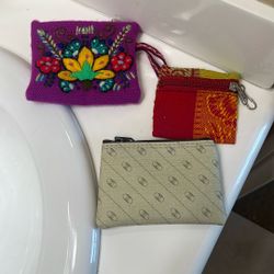 3 Antique Coin Bags Set 
