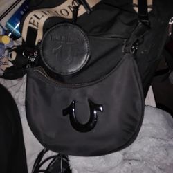 Black, And Light Brown True Religion Shoulder Purse.
