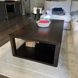 Dark Wood Coffee Table With Shelf