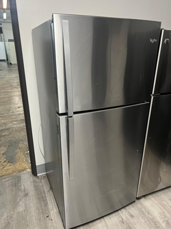 Whirlpool Top Freezer Fridge – Stainless, Glass Shelves