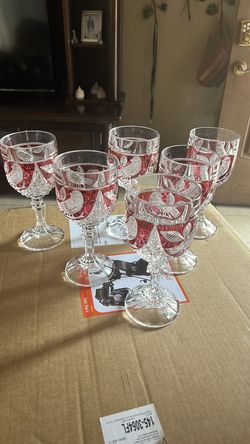 Red bird crystal cups
