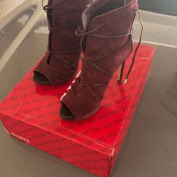 Guess Red Multi Suede Heels