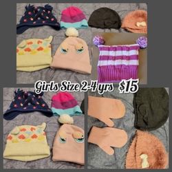 Bundle Of Winter Hats/Beanies For Girls Size 2-4