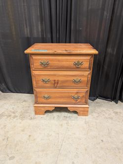 Traditional Three-Drawer Wood Nightstand with Brass Pulls