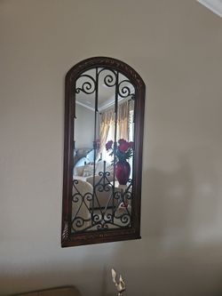 Set of 3.  Arched Wall Mirror with Wrought Iron Scrollwork