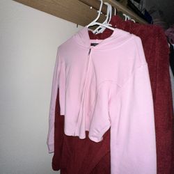 forever 21 pink cropped zip up 