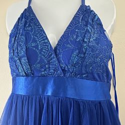 Elegant Blue Armless Dress, Size L , Prom, Birthday 