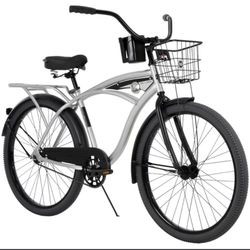 Huffy 26 In. Nel Lusso Men’s Beach Cruiser Bike, Silver