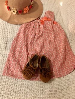 NWOT 3T Orange / Deep Peach Embroidered Fall Dress