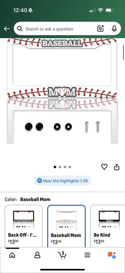 Baseball Mom Plate Frame 