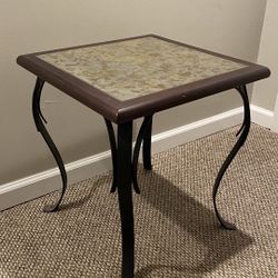 Wooden Side Table With Metal Legs 