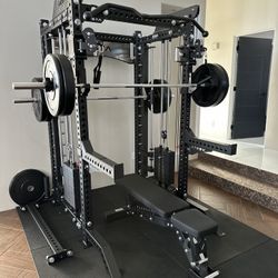 PRO SERIES Ultimate Half Rack Functional Trainer w/Smith Machine Bar | 320lb Stack | Gym Equipment | Fitness | Commercial | Squat Rack 