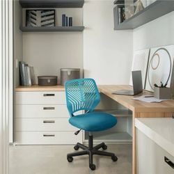 Adjustable Armless Office Chair Swivel Computer Study Chair Turquoise
