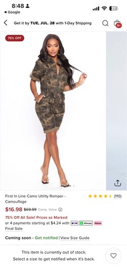 Camo romper ! Size Medium