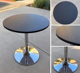 Round Black Adjustable Side Table – Chrome Base