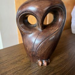 Vintage Brown Ceramic Owl Figurine 