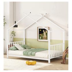 Twin Floor Bed- White