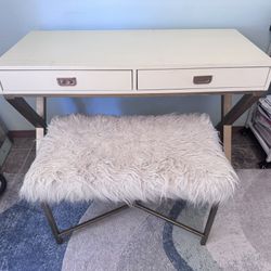 Cream Colored Desk Or Vanity/ Makeup Table