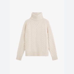 RALPH LAUREN Women Wool White Knit Turtleneck Sweater 