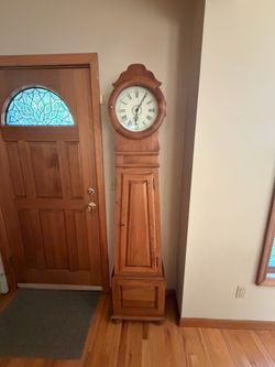 Ethan Allen Grandfather Clock—Scandinavian Style Pine Wood Case Excellent condition 75”h x 17”w x 11”d Smoke free household