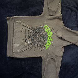 Spider hoodie grey n green