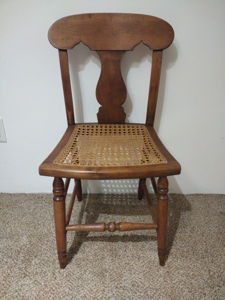 Set of our (4) Antique Fiddleback Chairs with Newly Hand-Caned Seats