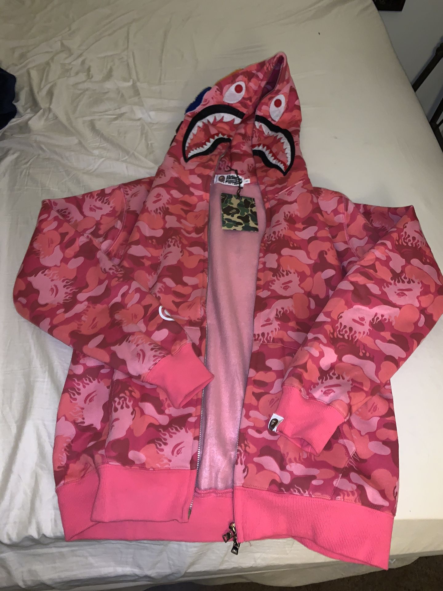 Authentic pink bape hoodie