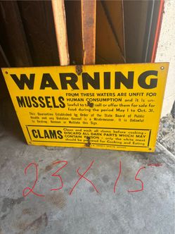 LA County Health Warning Mussels & Clams Metal Sign – 23” x 15”