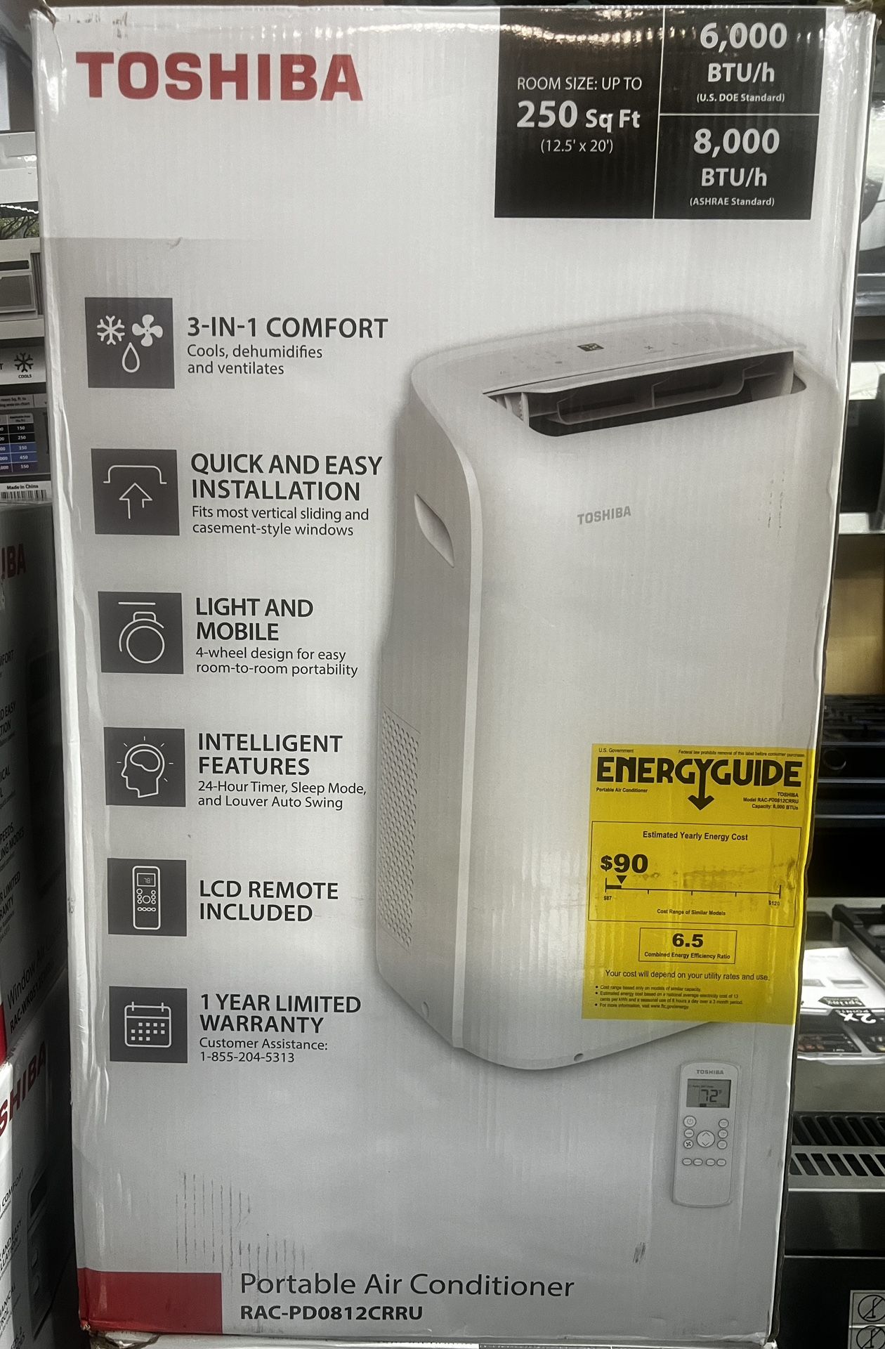 Toshiba Portable Air Conditioner 8BTU On Box