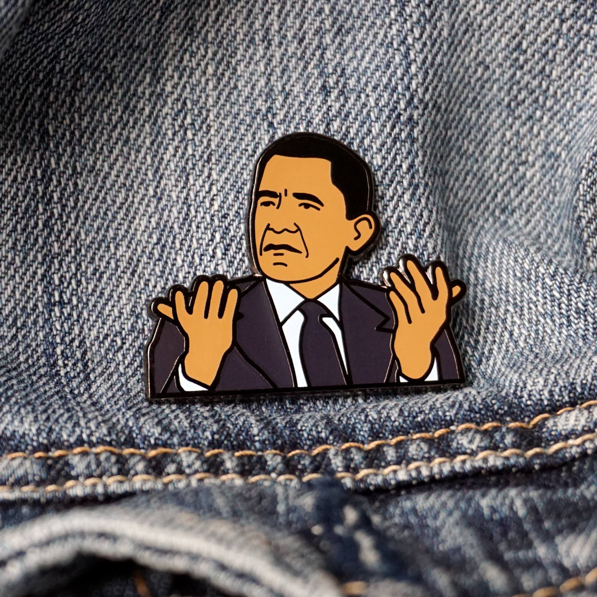 Barack Obama WTF Meme Pin United States President Hard Enamel Lapel Pin - New