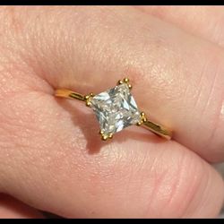 Diamond Gold Ring S925 Sz 7, 7.5 & 8