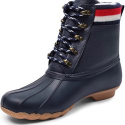 8 Fans Womens Duck Bean Boots, Waterproof Ankle Rain Boots Insulated Warm Rain Winter Snow Boots for Women