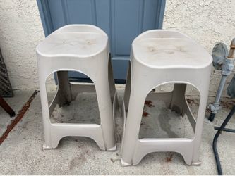 Pair of plastic shop garden garage chairs