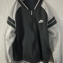 Vintage 80s Nike Blue Label 2 tone Black Grey track top jacket Swoosh Tennis soccer track field sportswear 44 L (size Adult Small/medium