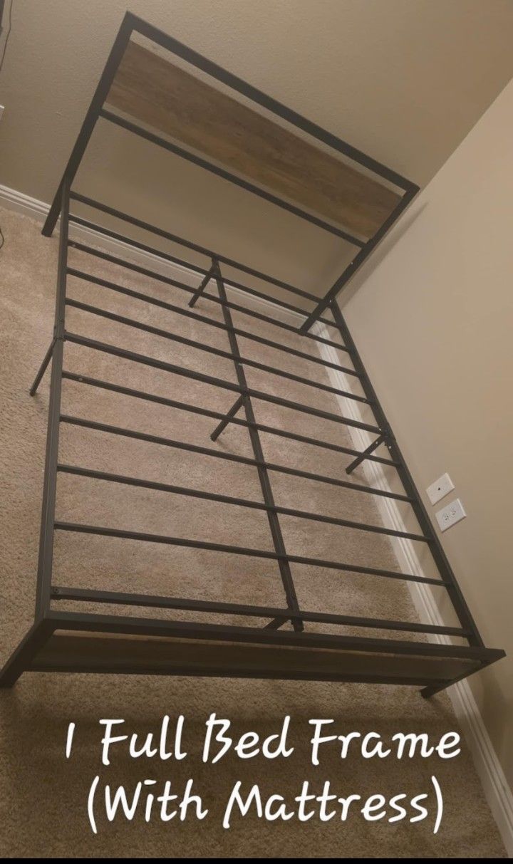Full Bed Frame With Firm Memory Foam Mattress